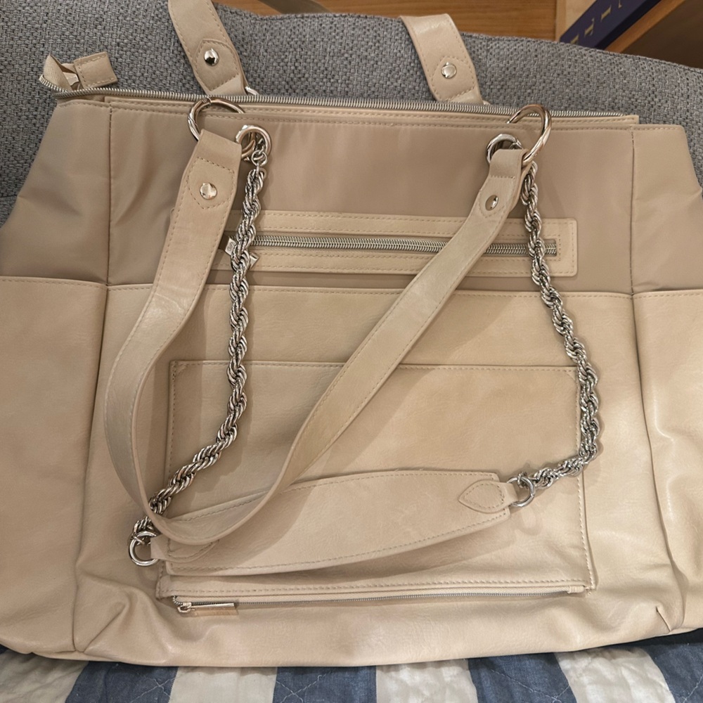 NWOT Beis beige diaper bag with chain straps